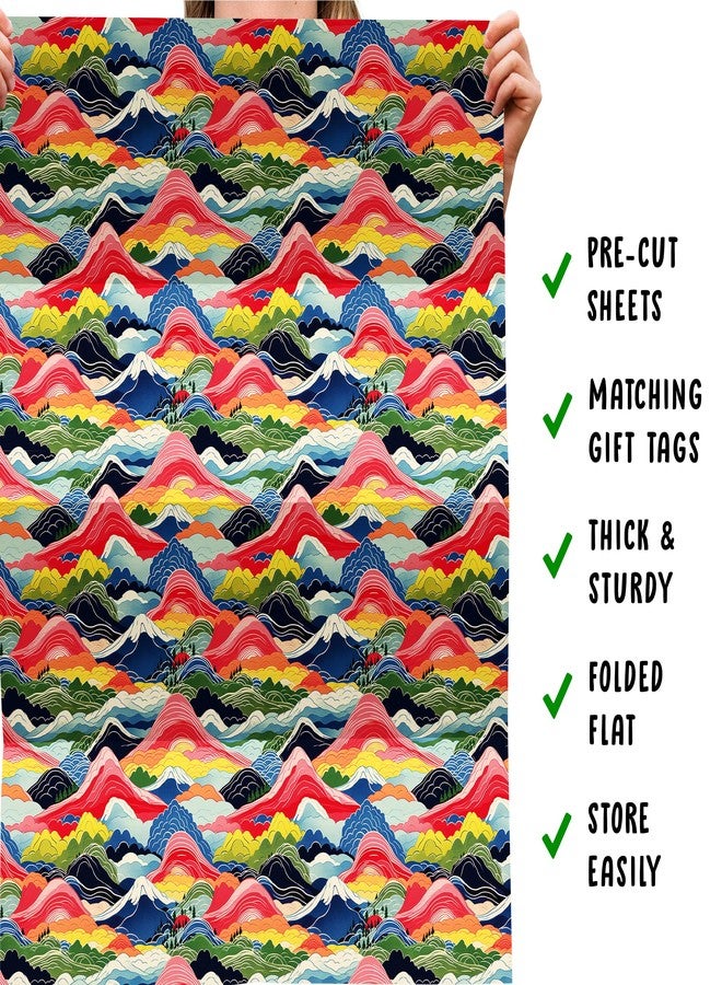 CENTRAL 23 Birthday Wrapping Paper For Men - 6 Sheets Of Pretty Gift Wrap - Japanese Mountain Layers - Hiking Camping Outdoors - Woodland - Comes With Stickers - Image 5